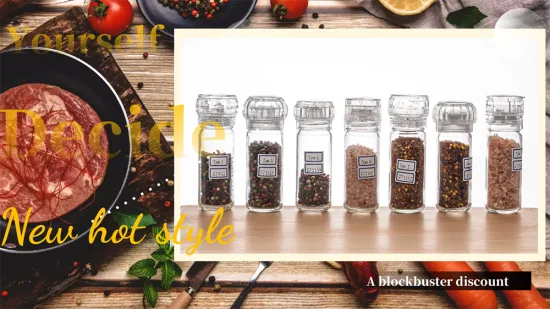 Kitchen 90ml 100ml Spice Packing Glass Container Plastic Cap Spice Mill Bottle Salt Pepper Grinder